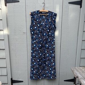 Tommy Hilfiger Navy & White Short Sleeve Floral Midi Dress Womens Medium